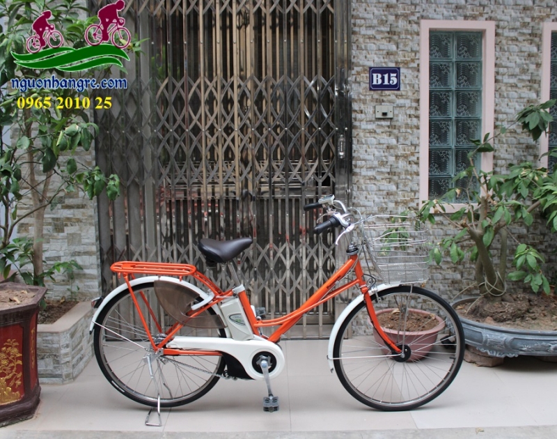Xe đạp điện Nhật trợ lực Panasonic Timo màu cam