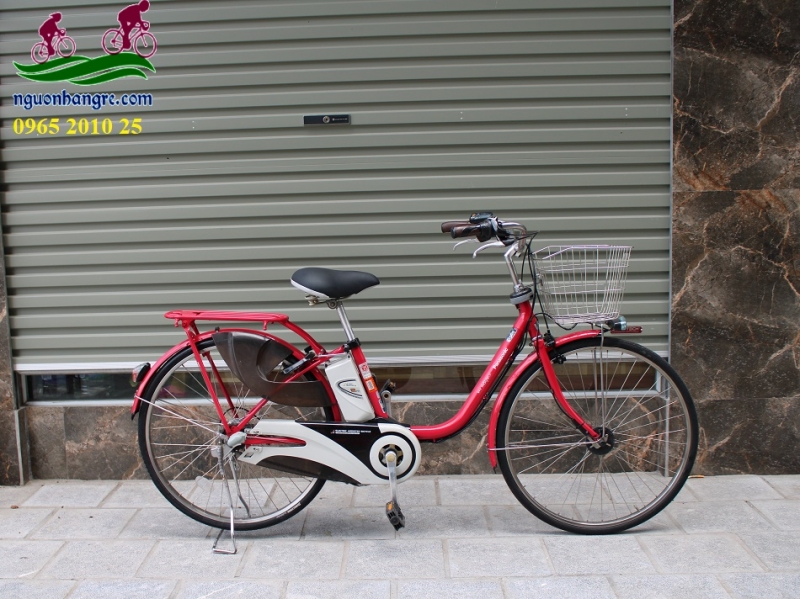 Xe đạp điện Nhật hỗ trợ lực panasonic màu hồng