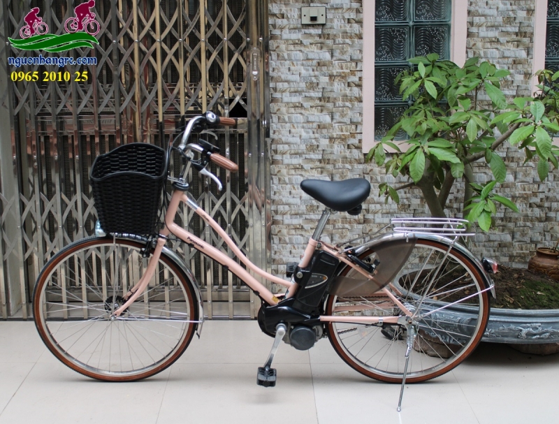 Xe đạp điện Nhật trợ lực Panasonic 2 dóng cách điệu màu hồng