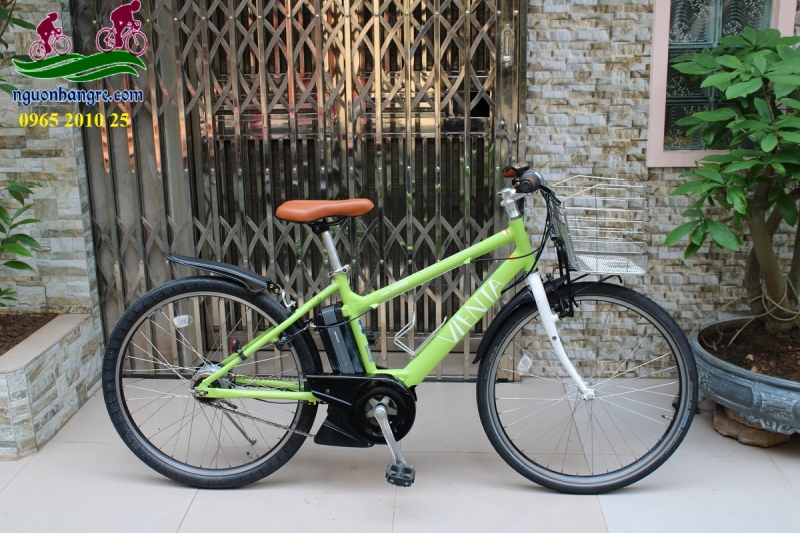 Xe đạp điện Nhât Bán trợ lực Vienta màu xanh cốm