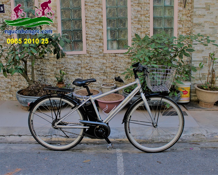 Xe đạp điện Nhật thể thao panasonic mobi màu bạc