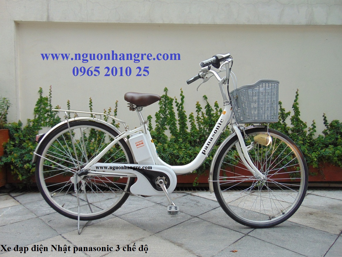 Xe đạp điện Nhật panasonic trắng tinh khôi tay ga pin lipo 35km/sạc
