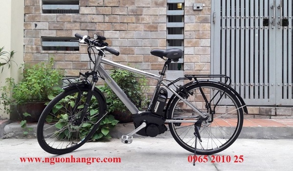 Xe đạp điện Nhật Yamaha Brace màu xám bạc