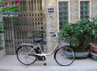 Xe đạp điện Nhật Natura màu tím nhạt bánh nhỏ
