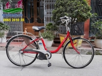 Xe đạp điện Nhật trợ lực Panasonic màu đỏ bánh 26 inch