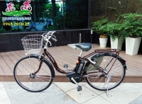 Xe đạp điện Nhật trợ lực Yamaha Pas Natura màu cà phê